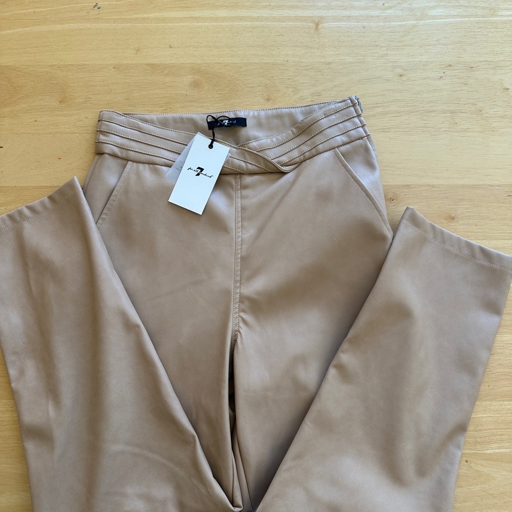 7 For All Mankind Faux Leather Pants, Color Tan, Size Medium, NWT - Picture 3 of 7